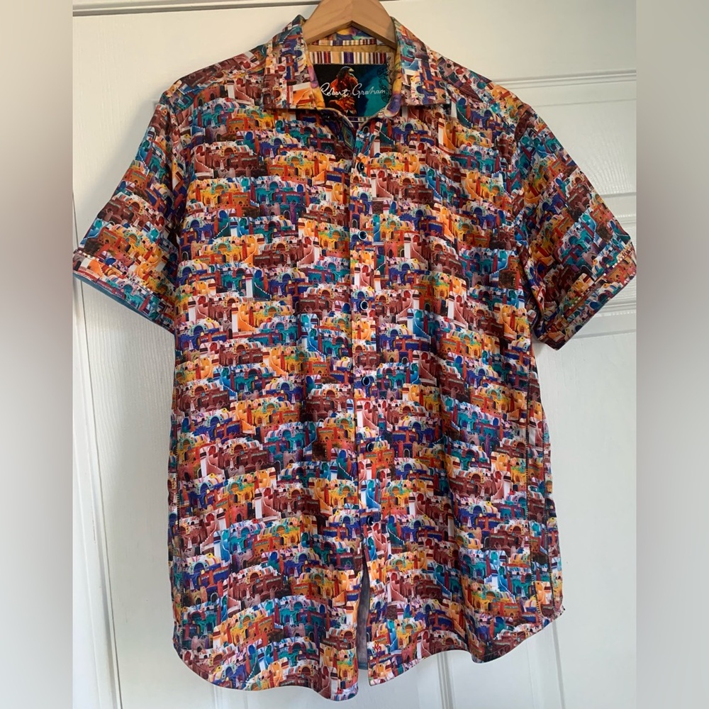 Robert Graham Men's Short-Sleeve Button-Up Shirt, Size L